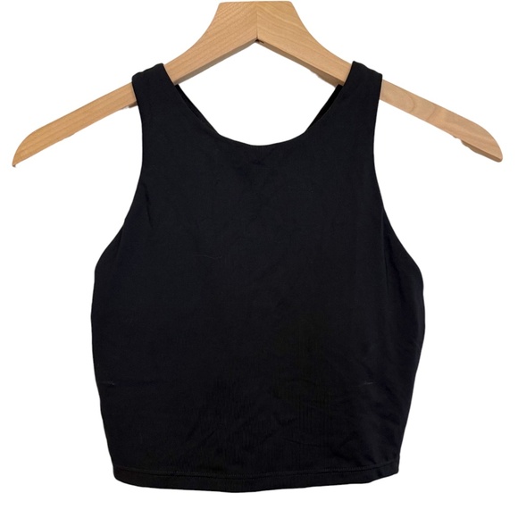 NWOT Athleta Conscious Crop Bikini Top Swimsuit Longline Black Padding - Picture 1 of 7